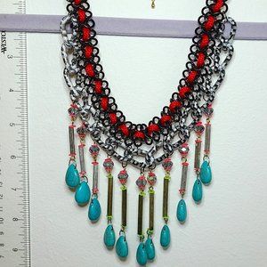 2 for $10 -or- 5 for $20 | BN Multi colour statement necklace with turquoise